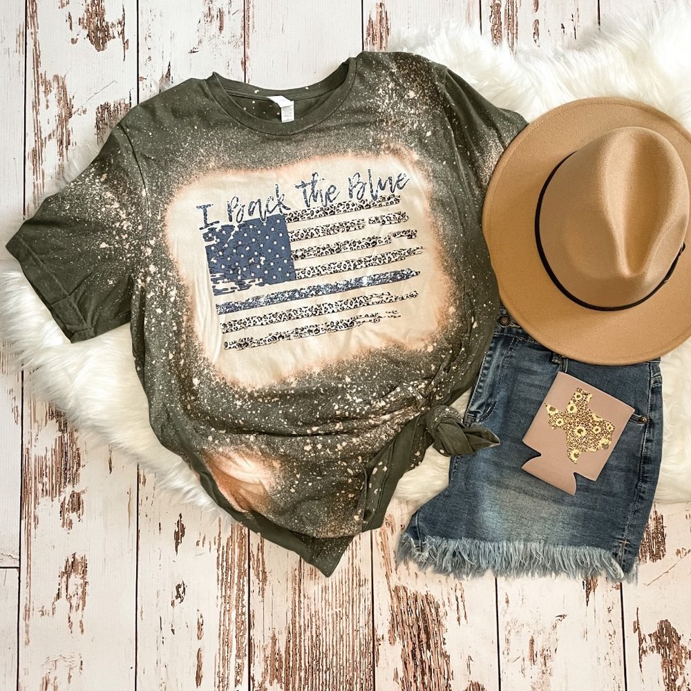 Ladies Back The Blue graphic tee